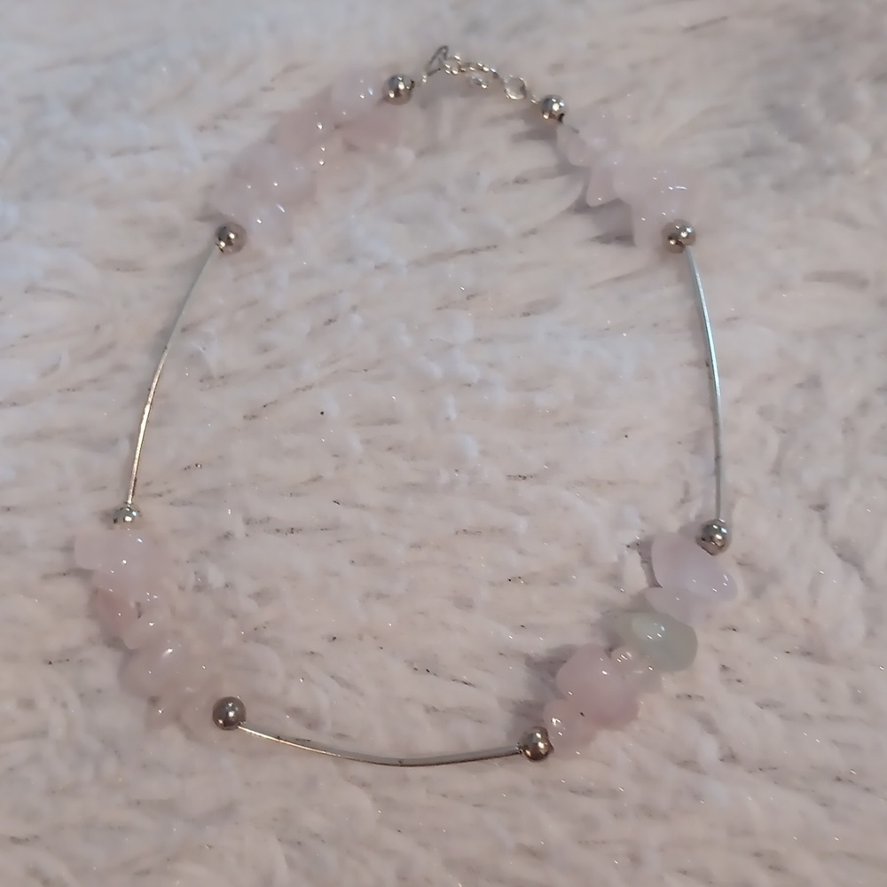 Sterling silver and rose quartz bracelet